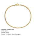 Minimalist 18k gold plated stainless steel box chain bracelet for women in golden finish - 18cm / Silver