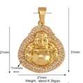 Gold plated Laughing Buddha pendant with cubic zirconia stones measuring 21x31mm - Maitreya Buddha L021091 Gold