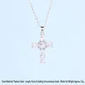 Silver cross necklace in titanium steel featuring inlaid clear cubic zirconia crystals - Cross No.50 Silver (A1326)