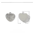 Detail of 13mm heart pendants in stainless steel with textured and polished finishes - Woven Embossed Heart Style (VG339)