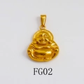 Laughing Buddha pendant in 24K gold plated finish with polished round belly design - FG02-Large Maitreya Buddha / Gold