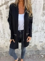 Chaqueta casual negra con capucha y cremallera para mujer, ajuste holgado y manga larga - S / Negro