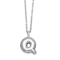 Polished silver metal letter Q pendant on a slim link chain necklace for women - Letter Q