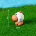 Cute brown resin capybara figurine with chicken hat, 3cm miniature desktop ornament - Capybara with Headgear