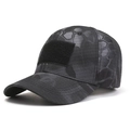 Detail of black camo tactical baseball cap with front hook-and-loop patch panel - One Size / Black Python Camo (15#)