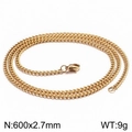 Minimalist 18K gold plated titanium curb chain necklace 600mm x 2.7mm with lobster clasp - Gold 60cm*2.7mm