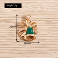 Detail view of a green enamel Christmas bell pendant with size measurements and weight - Christmas Bell (YD593)