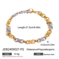 Bracelet chaîne gourmette bicolore en acier inoxydable étanche et hypoallergénique - Style Bicolore Or et Argent (JDB2409027-PS)