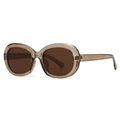 Modern retro oval sunglasses with brown frames and dark brown UV lenses on white background - Light Tea Frame Tea Lens (C3)