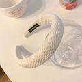 Serre-tête chic blanc à motif pied-de-poule avec texture diamant et étiquette à la main - Blanc