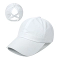Berretto da baseball bianco con rete traspirante e foro posteriore per coda di cavallo - Regolabile / Bianco