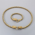 Conjunto de joyas bizantinas doradas para hombre con cierre de cabeza de dragón - Conjunto Dorado