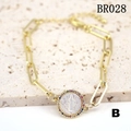 Bracciale dorato della Vergine Maria con ciondolo in zircone colorato e catena a graffetta - Stile Zirconia Colorato (BR028-B)