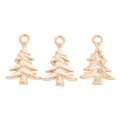 Macro view of light gold Christmas tree charms with textured details for DIY jewelry - KC Gold