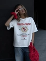 Λευκό βαμβακερό μπλουζάκι street style με vintage στάμπα Heartbreaker και τζιν - S / Λευκό