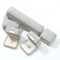 Elegant gray velvet octagonal jewelry gift box set for rings and necklaces - Ring Box / Light Gray