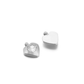 Silver heart-shaped charms with clear cubic zirconia stone setting in 2-piece set - 6mm / Heart Steel White