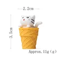 Miniature white cat figurine in ice cream cone, 3.5cm tall, weight 11g, resin desktop decor - Ice Cream White Cat (Open Mouth)
