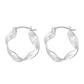 Orecchini a cerchio classici in argento sterling S925 con design vintage a onde ritorte - Orecchini Geometrici Texturizzati / Placcato Platino