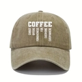 Gorra de béisbol de algodón lavado caqui con estampado Coffee y protección solar - Talla única / Caqui oscuro
