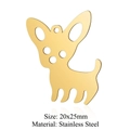 Golden chihuahua silhouette pendant in stainless steel for DIY jewelry making 20x25mm - Gold Chihuahua (5Pcs/Pack)