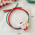 Christmas hair tie with Santa Claus resin charm and red green elastic band, 5.5x6cm - 7# Bicolor Hair Tie - Santa with Backpack