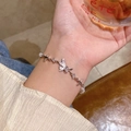 Elegant silver pearl bracelet with butterfly pendant and zircon heart charms for women - S694 Silver