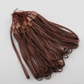Set of brown nylon woven wrist lanyards with matching plastic buckles for phones - Coffee