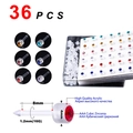 Detailed set of 36 acrylic piercing studs with AAA cubic zirconia in storage case - 36 PCS Acrylic Mixed Color Zircon Set