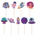 Space theme cake toppers set with astronauts and rockets for birthday party decorations - Cake Toppers (Set of 9)