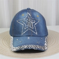 Casquette en denim pour femme avec motif étoile en strass et rivets métalliques - No.26-Étoile Strass-Bleu