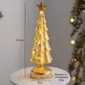 Golden cracked glass LED Christmas tree night light with star topper, 31.5cm height - Crackle Gold Star Top Glowing Style (9025)