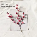 Frosted artificial red berry branch with white snow texture for Christmas decor - No. 2 Frosted Red Berry Pick