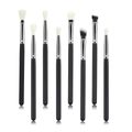 8-teiliges Profi-Augen-Make-up-Pinselset mit mattschwarzen Griffen und Silberzwingen - 8-teiliges Augenpinsel-Set / Schwarz
