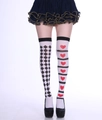 Halloween over-the-knee socks with mismatched black-white diamonds and red heart stripes - One Size / Argyle Heart 3#