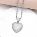 Herzanhänger Halskette in Silber mit Zirkonia-Besatz und eleganter gedrehter Kordelkette - Silber