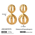 Vintage 18k gold plated stainless steel hollow flower earrings with size dimensions - Gold (JDE2407079)