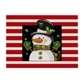 Set de table de Noël en lin avec motif bonhomme de neige sur rayures rouges et blanches - 32*21cm (Coton Lin) / Bonhomme de Neige à Rayures