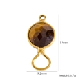 Golden round pendant with faceted tiger eye stone insert, 19mm x 9.2mm size detail - Round Faceted Pendant - Yellow Tiger Eye