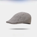 Vintage houndstooth beret hat for men and women in classic black and white textile - One Size / Houndstooth Dark Brown