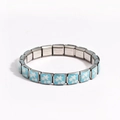 Italian style stainless steel link bracelet featuring blue enamel starfish and seashells - Light Blue Starfish Shell (Style 14)