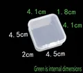 Clear 7-compartment geometric jewelry organizer box measuring 4.5x4.5x2cm for small earrings - Clear Plastic Square Box (Internal Info)