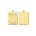 Detailed macro of 14K gold Aries pendant with colorful crystals and lion engraving - Leo