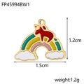 Rainbow and red donkey enamel pendant in gold-plated stainless steel for DIY jewelry - Rainbow Unicorn FP45994BW1