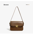 Sac bandoulière rétro marron pour femme avec détail de fermoir métallique élégant. - Marron