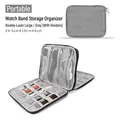 Double-layer large grey watch band organizer bag with mesh pockets and elastic straps - Double Layer Grey (26.5x21x4cm)