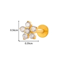 Titanium flower labret stud with gold finish and clear sparkling zircons 0.59cm - Gold Small Flower Style (T2522-5#金) / 1.2*8mm