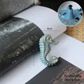 Blue and gold seahorse cabinet knob in vintage nautical style for furniture decor - Seahorse Blue Gold