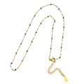 French vintage stainless steel gold necklace featuring delicate blue and white beads - Blue and White Beads (SL037)