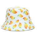 Detailnähte am weißen Anglerhut mit lebhaftem Allover-Mango-Fruchtmuster-Druck - Mango